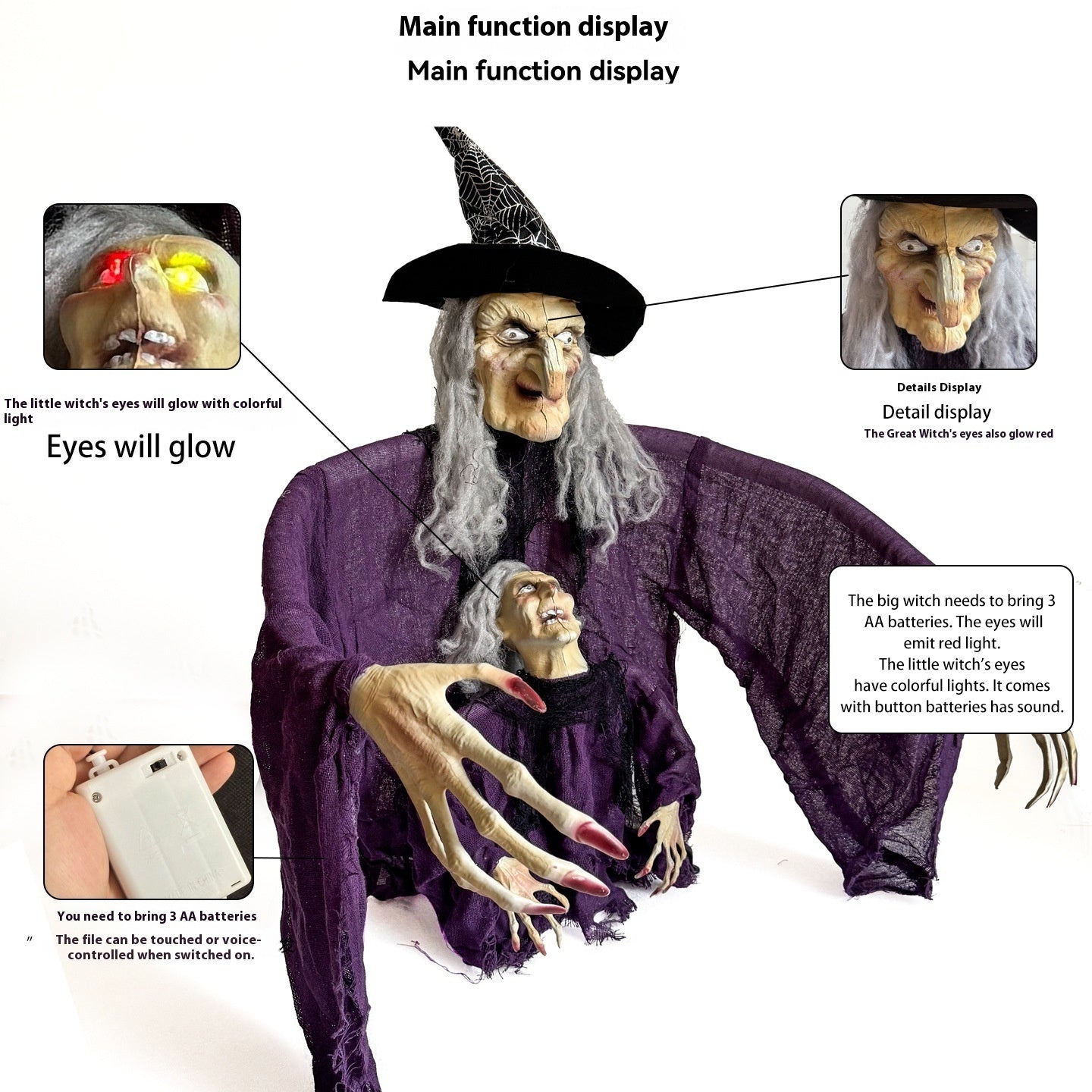 Halloween Parent-child Witch Ornaments Floor Outlet Luminous